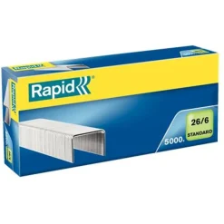 Rapid - Boîte de 5000 Agrafes 26/6 - jusqu'à 20 feuilles - acier galvanisé