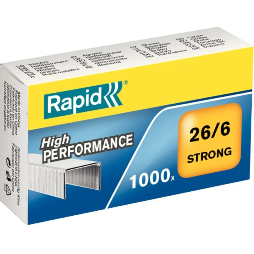 Rapid - Boîte de 1000 Agrafes Strong 26/6 - jusqu'à 30 feuilles
