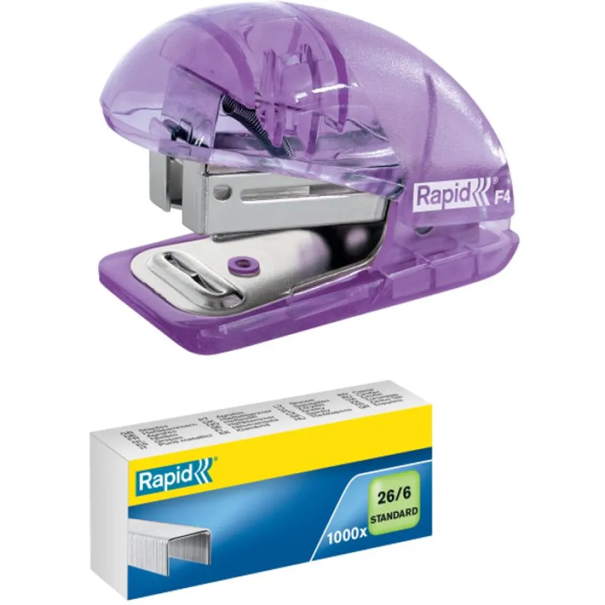 Rapid - Mini Agrafeuse Colour'Breeze - capacité 10 feuilles - agrafes 24/6 ou 26/6 - Lavande