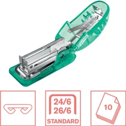 Rapid - Mini Agrafeuse Colour'Breeze - capacité 10 feuilles - agrafes 24/6 ou 26/6 - Vert