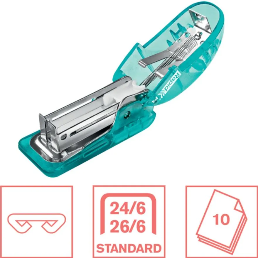 Rapid - Mini Agrafeuse Colour'Breeze - capacité 10 feuilles - agrafes 24/6 ou 26/6 - Bleu