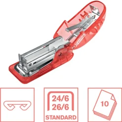 Rapid - Mini Agrafeuse Colour'Breeze - capacité 10 feuilles - agrafes 24/6 ou 26/6 - Corail