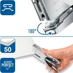 Rapid - Pince Agrafeuse Classic K1+ chromée - capacité de 50 feuilles - agrafes 26/6 ou 26/8+