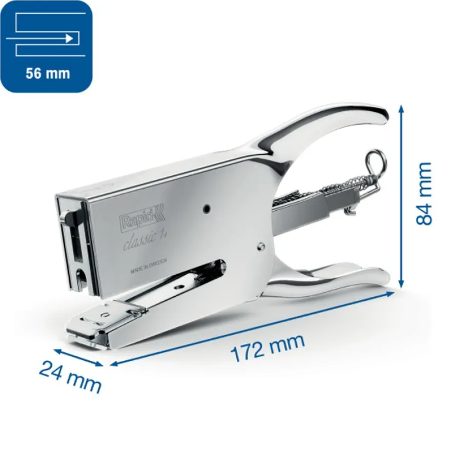 Rapid - Pince Agrafeuse Classic K1+ chromée - capacité de 50 feuilles - agrafes 26/6 ou 26/8+