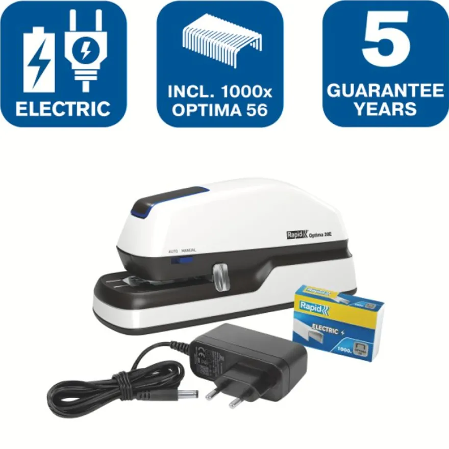 Rapid Optima 20 - Agrafeuse électrique - capacité de 20 feuilles - agrafes Optima HD56