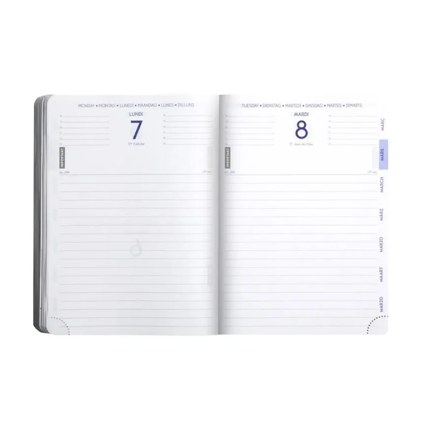 Recharge papier recyclé pour agenda - 1 jour par page - 12 mois - 12 x 17 cm - Exacompta