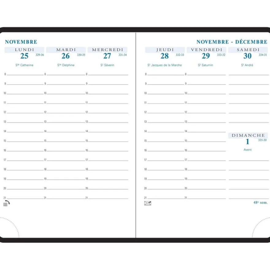 Recharge pour agenda SAS 15 Agora - 1 semaine sur 2 pages - 10,5 x 15,5 cm - Exacompta