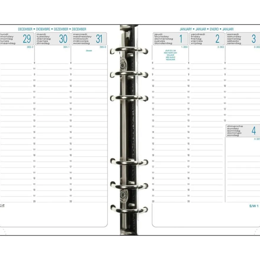 Recharge pour organiseur Exatime 17 - 16 mois- 1 semaine sur 2 pages à la verticale - 10,5 x 17,2 cm - Exacompta
