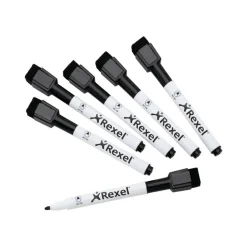 Rexel Joy - Pack de 6 marqueurs noirs pour tableau blanc - pointe fine