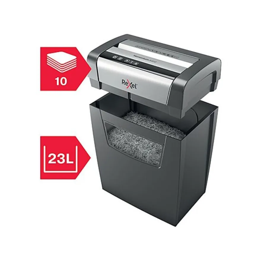 Rexel Momentum X410 - Destructeur de documents - découpage en particules - 10 feuilles - Corbeille 23 litres