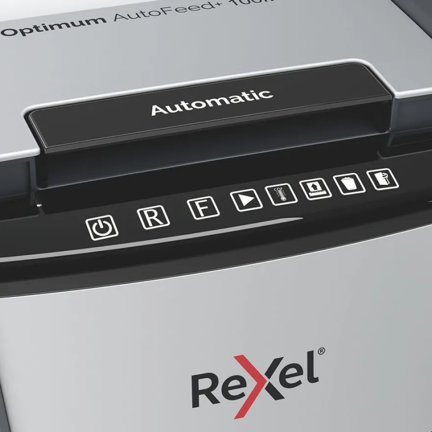 Rexel Optimum Auto+ 100M - destructeur de documents coupe croisée microparticules - 100 feuilles - Corbeille 34 litres