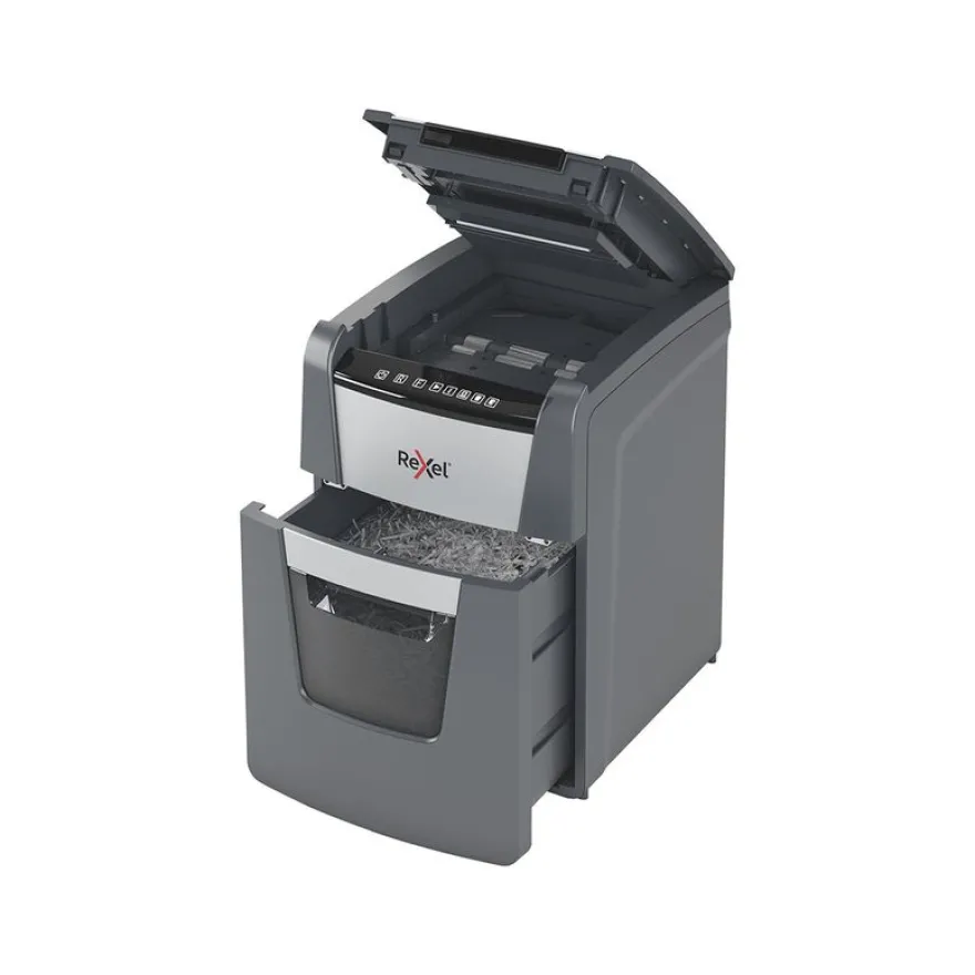 Rexel Optimum Auto+ 100M - destructeur de documents coupe croisée microparticules - 100 feuilles - Corbeille 34 litres