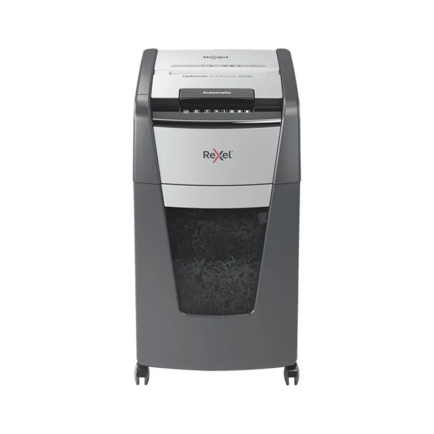 Rexel Optimum Auto+ 225M - destructeur de documents coupe croisée microparticules - 225 feuilles - Corbeille 60 litres