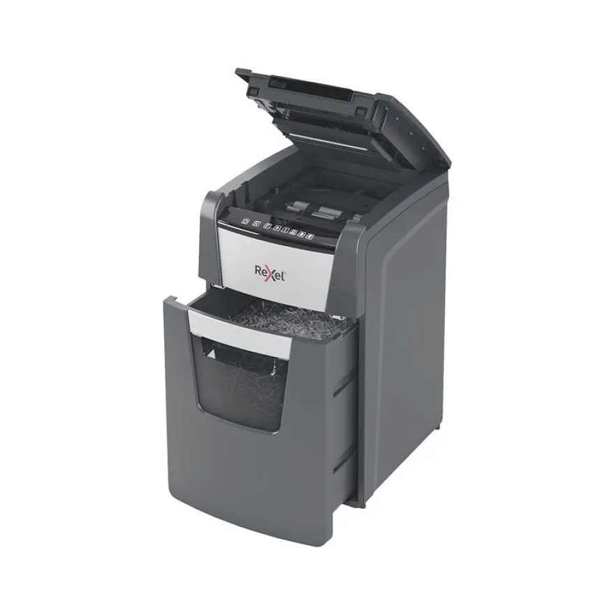 Rexel Optimum Auto+ 150M - destructeur de documents coupe croisée microparticules - 150 feuilles - Corbeille 44 litres