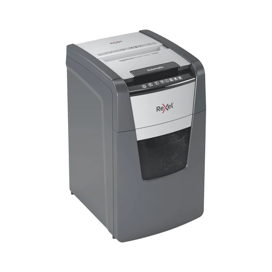 Rexel Optimum Auto+ 150M - destructeur de documents coupe croisée microparticules - 150 feuilles - Corbeille 44 litres