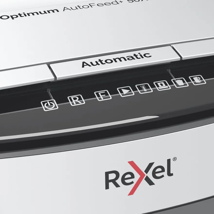 Rexel Optimum Auto+ 50X - destructeur de documents coupe croisée - 50 feuilles - Corbeille 20 litres