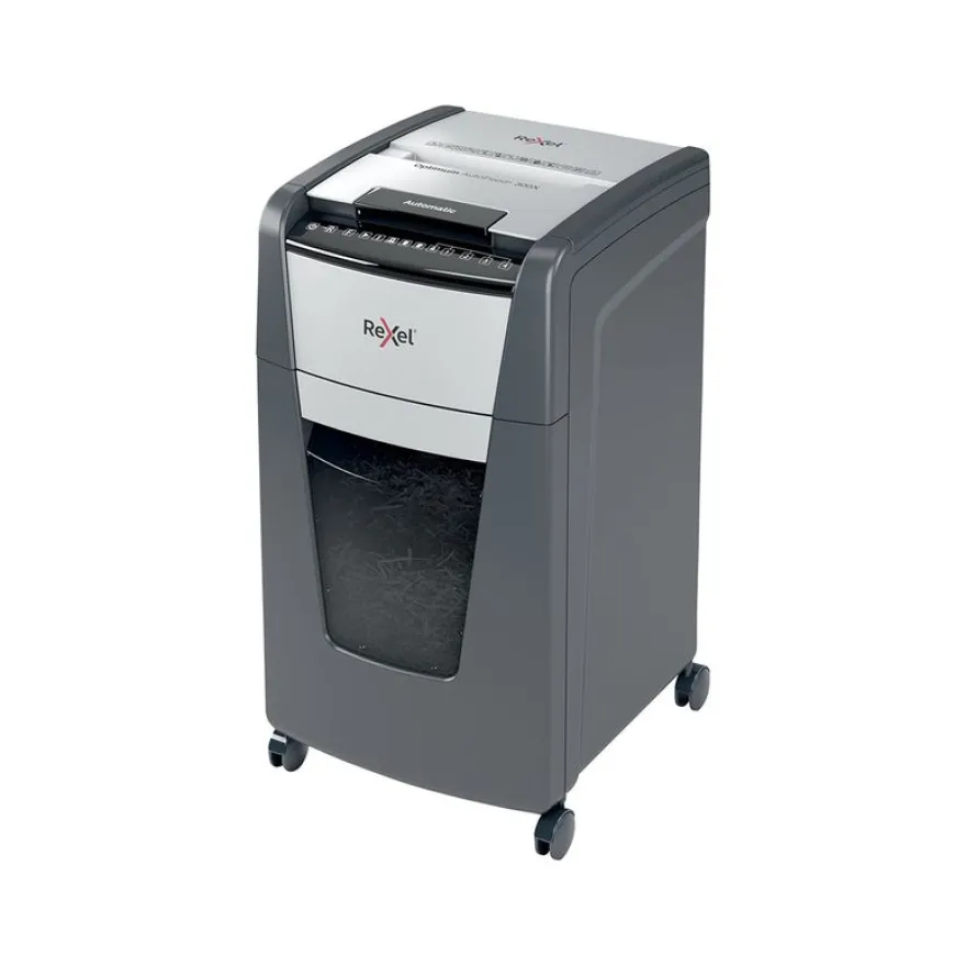 Rexel Optimum Auto+ 300X - destructeur de documents coupe croisée - 300 feuilles - Corbeille 60 litres