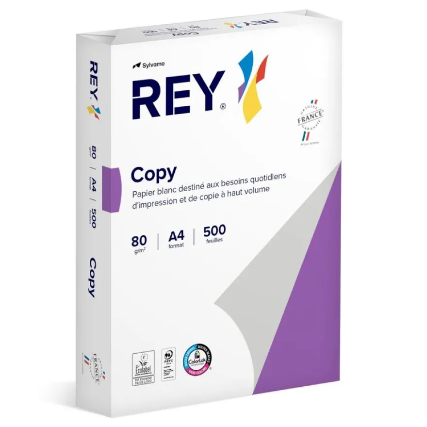 Rey Copy - Papier blanc - A4 (210 x 297 mm) - 80 g/m² - 2500 feuilles (carton de 5 ramettes)