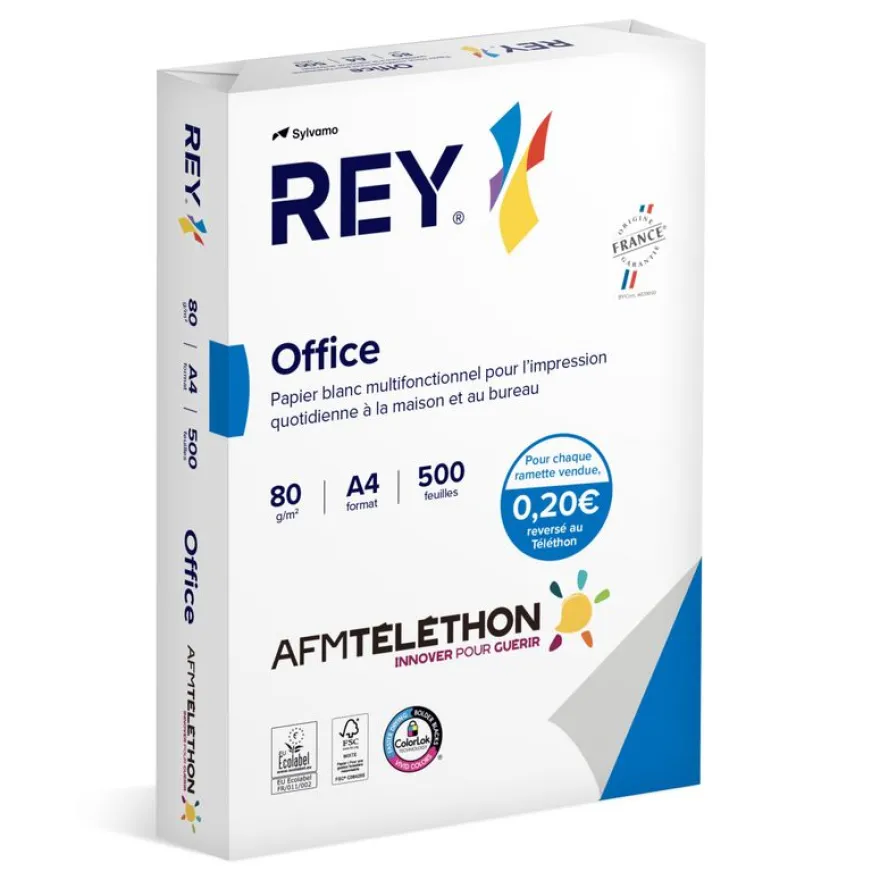 Rey Office - Papier blanc - A4 (210 x 297 mm) - 80 g/m² - Ramette de 500 feuilles