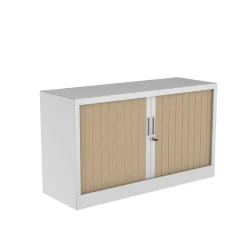 Réhausse pour armoire à rideaux metalliques - L120 x H43 x P43cm - corps blanc/rideau chêne