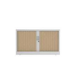 Réhausse pour armoire à rideaux metalliques - L120 x H43 x P43cm - corps blanc/rideau chêne