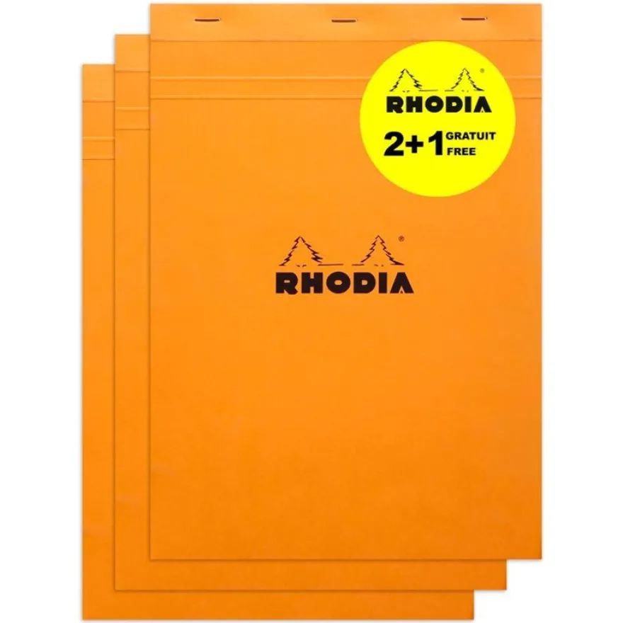 Rhodia - 2 Blocs notes N°18 - 80 feuilles - 80 g - petits carreaux + 1 gratuit