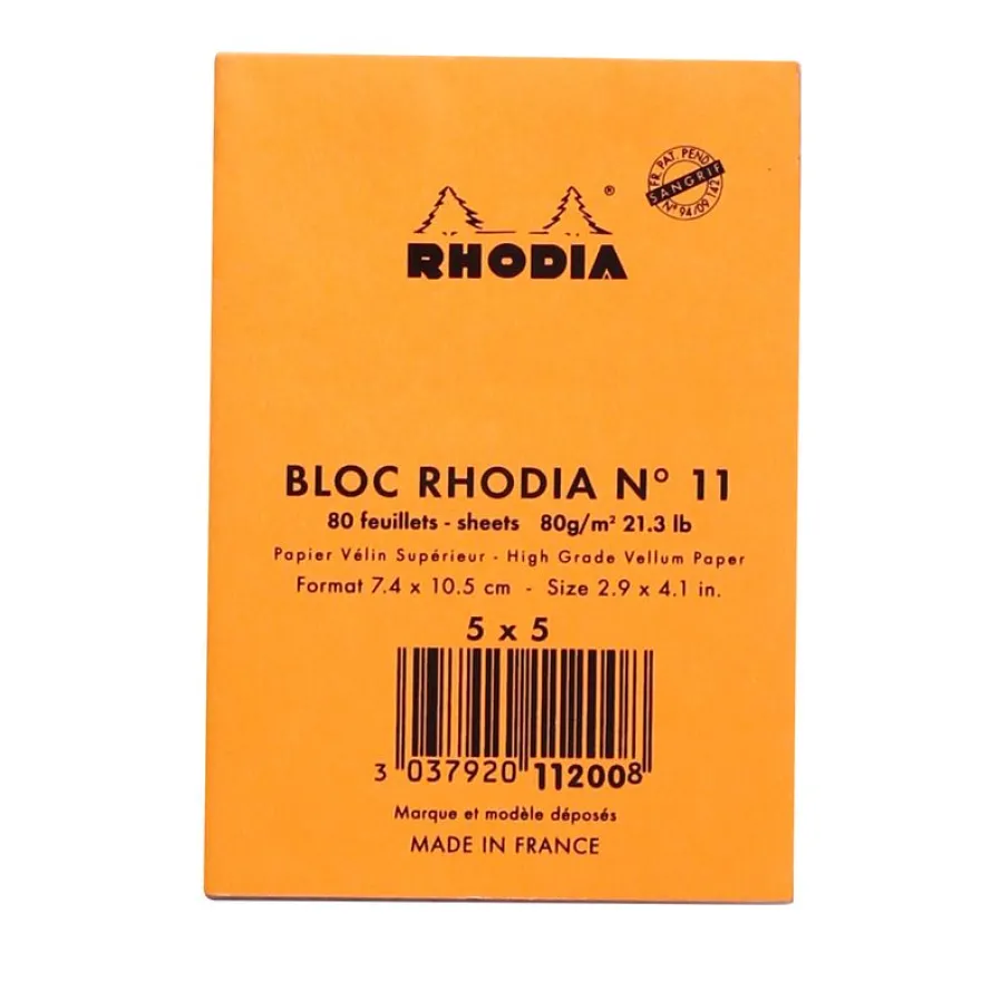 Rhodia - Bloc notes - 7,4 x 10,5 cm - 80 pages - petits carreaux - 80g