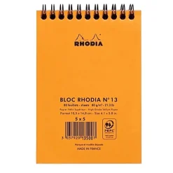 Rhodia - Bloc notes à spirale - 10 x 15 cm - 160 pages - petits carreaux