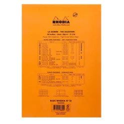 Rhodia - Bloc notes N°18 - A4 - 160 pages - ligné avec marge - 80g