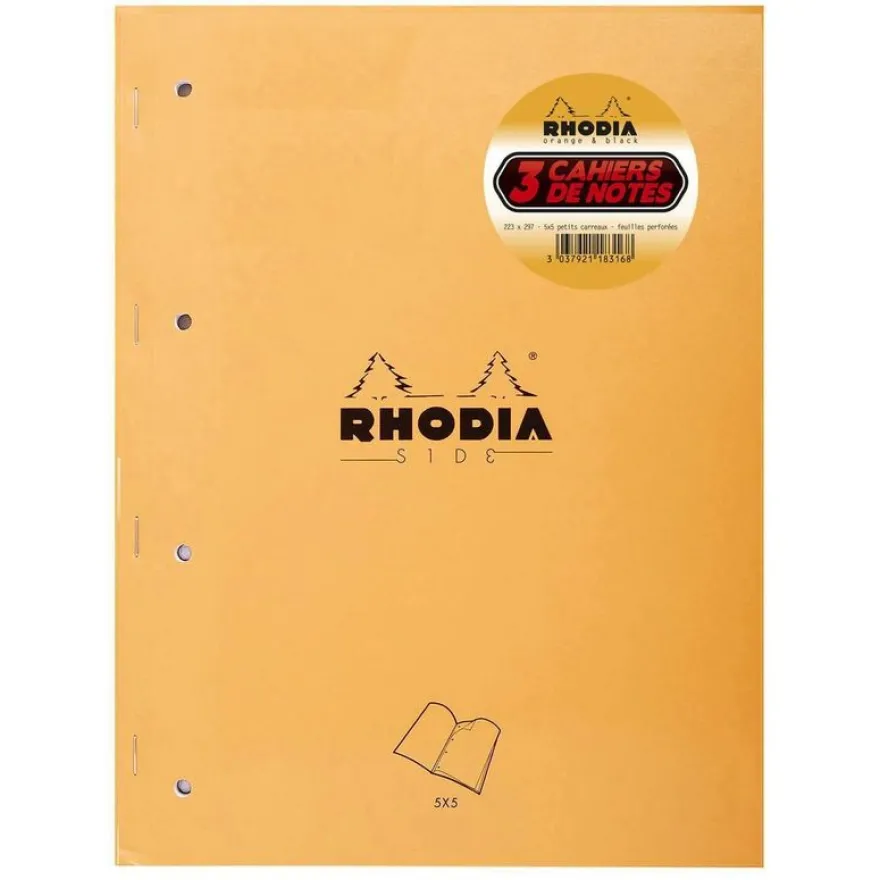 Rhodia - Pack de 3 Blocs notes - A4+ - 160 pages - petits carreaux - perforées