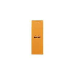 RHODIA Basics N°8 - Bloc notes - agrafé - 74 x 210 mm - 80 feuilles / 160 pages - papier blanc - petits carreaux - dos rigide - couverture orange - carton