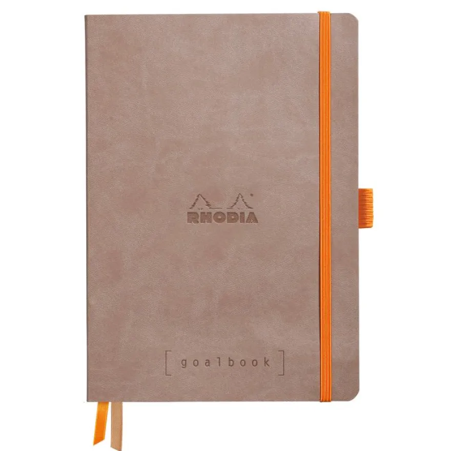 Rhodia Goalbook - Carnet souple A5 - 224 pages numérotées - petits carreaux - taupe
