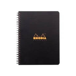 RhodiActive - Cahier à spirale A5 - 160 pages - petits carreaux (5x5 mm) - noir