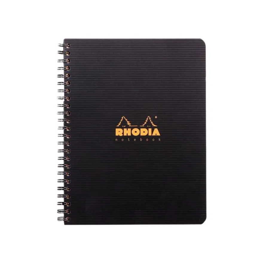 RhodiActive - Cahier à spirale A5 - 160 pages - petits carreaux (5x5 mm) - noir