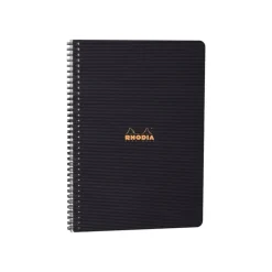 RhodiActive - Cahier à spirale A4+ (22,5 x 29,7 cm) - 160 pages - petits carreaux (5x5 mm) - noir