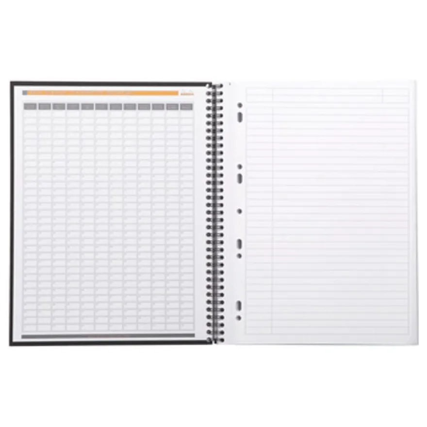 Rhodiactive Notebook - Cahier à spirale A4+ (21 x 31,8 cm) - 160 pages - ligné avec marge - noir