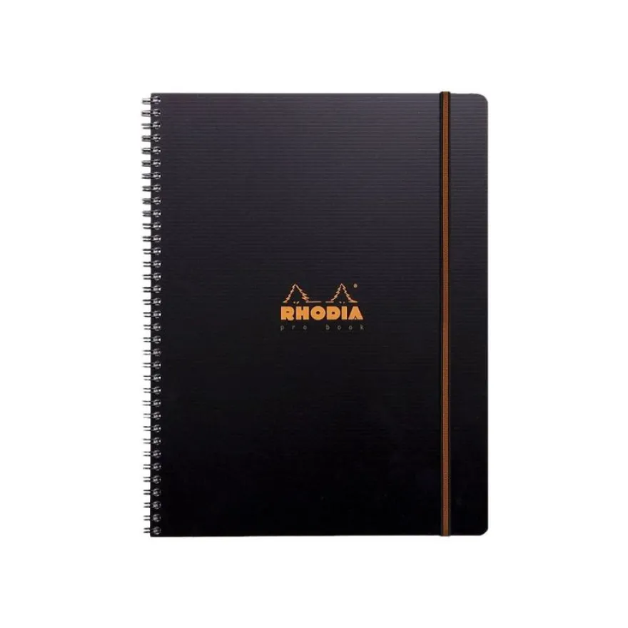 RhodiActive Probook - Cahier A4+ (22,5 x 29,7 cm) - 160 pages - petits carreaux (5x5 mm) - noir