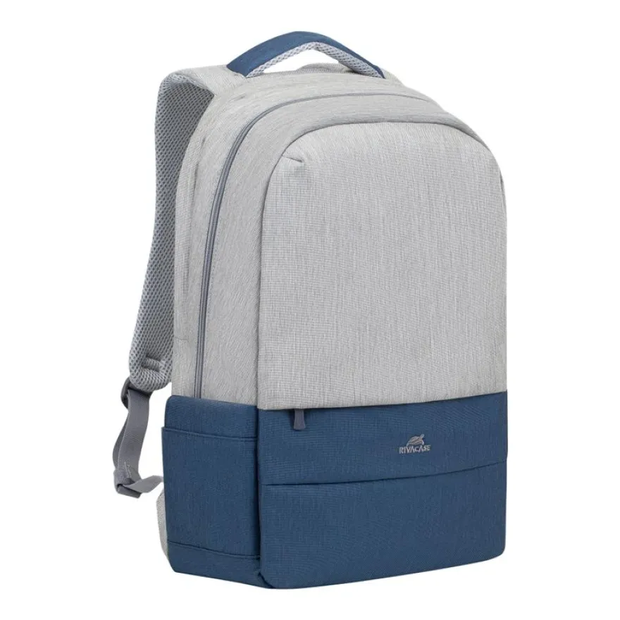 RIVACASE Prater - Sac à dos connecté pour ordinateur portable 17,3" - gris/bleu nuit