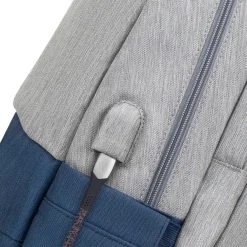 RIVACASE Prater - Sac à dos connecté pour ordinateur portable 17,3" - gris/bleu nuit
