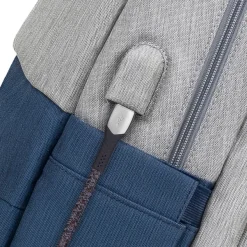 RIVACASE Prater - Sac à dos connecté pour ordinateur portable 17,3" - gris/bleu nuit