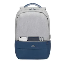 RIVACASE Prater - Sac à dos connecté pour ordinateur portable 17,3" - gris/bleu nuit