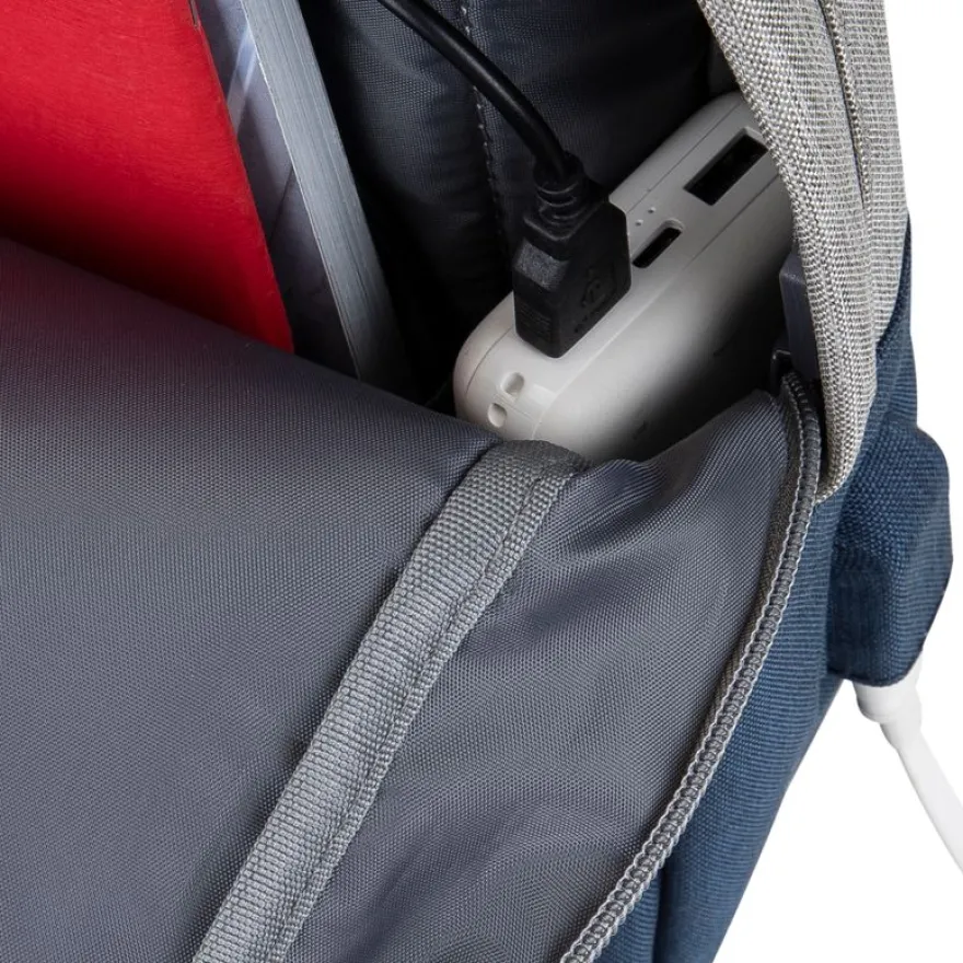 RIVACASE Prater - Sac à dos connecté pour ordinateur portable 15,6" - gris/bleu nuit