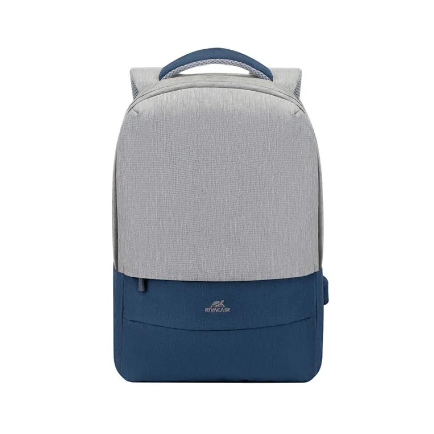 RIVACASE Prater - Sac à dos connecté pour ordinateur portable 15,6" - gris/bleu nuit