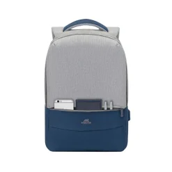 RIVACASE Prater - Sac à dos connecté pour ordinateur portable 15,6" - gris/bleu nuit