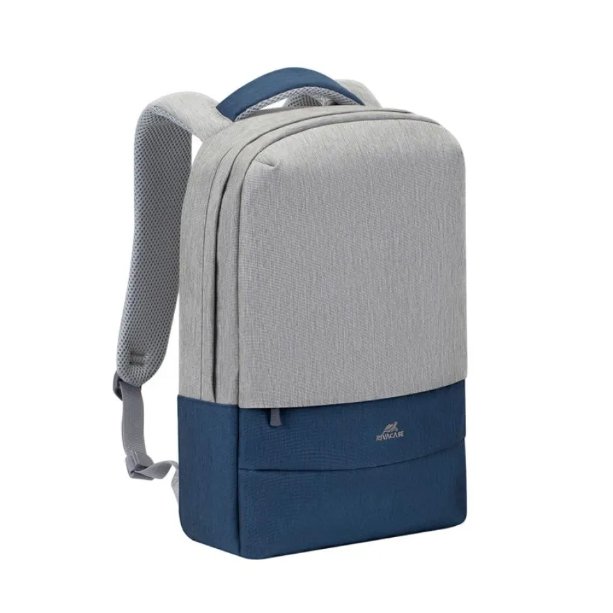 RIVACASE Prater - Sac à dos connecté pour ordinateur portable 15,6" - gris/bleu nuit