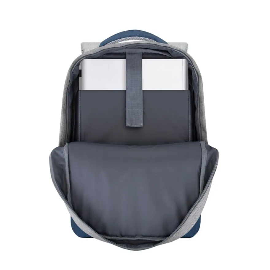RIVACASE Prater - Sac à dos connecté pour ordinateur portable 15,6" - gris/bleu nuit