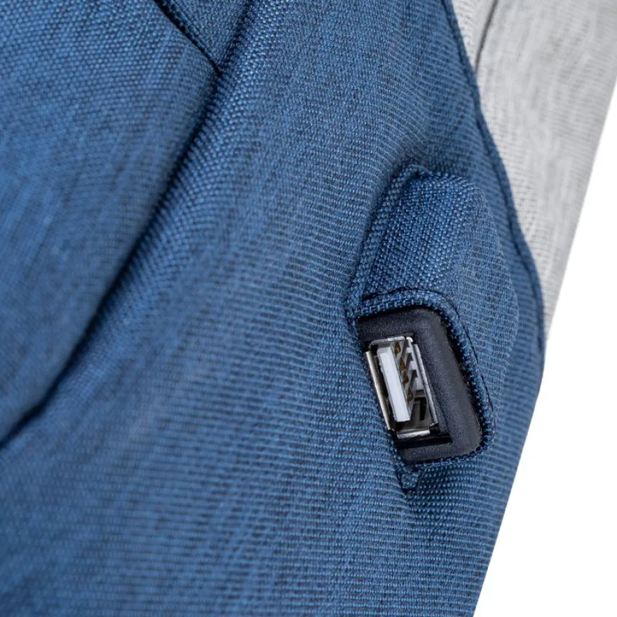 RIVACASE Prater - Sac à dos connecté pour ordinateur portable 15,6" - gris/bleu nuit