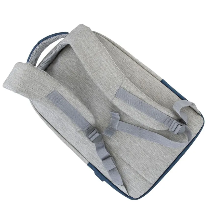 RIVACASE Prater - Sac à dos connecté pour ordinateur portable 15,6" - gris/bleu nuit