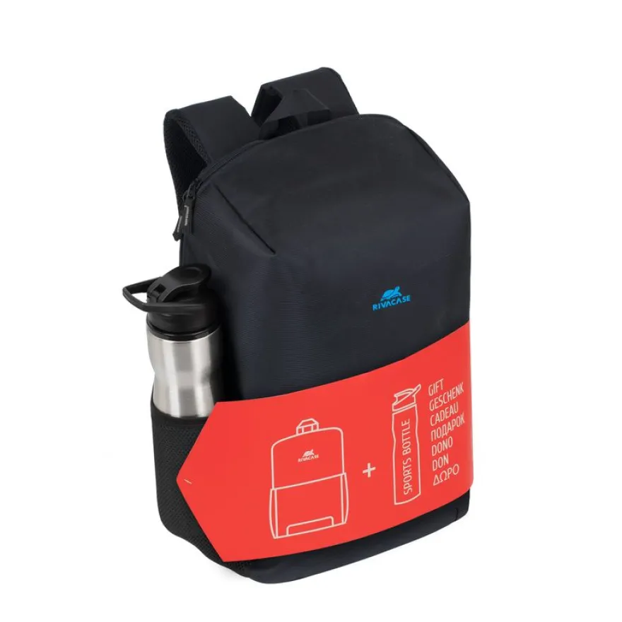 RIVACASE Regent - Sac à dos pour ordinateur portable 15,6" + bouteille isotherme - noir