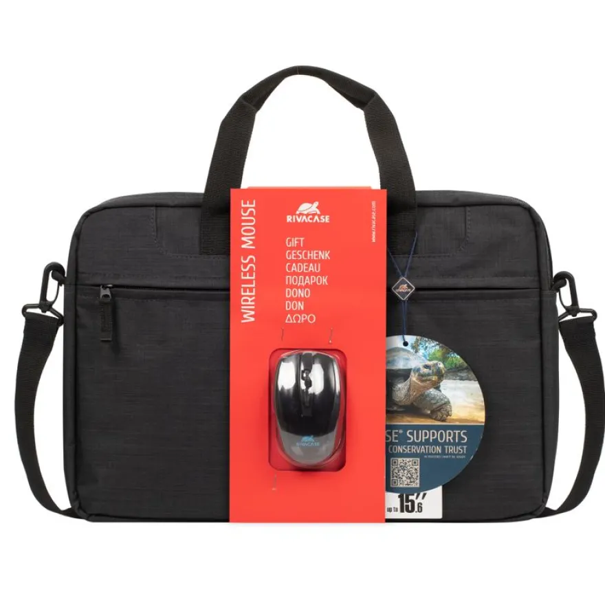 RIVACASE Regent - Sacoche pour ordinateur portable 15,6" + souris - noir